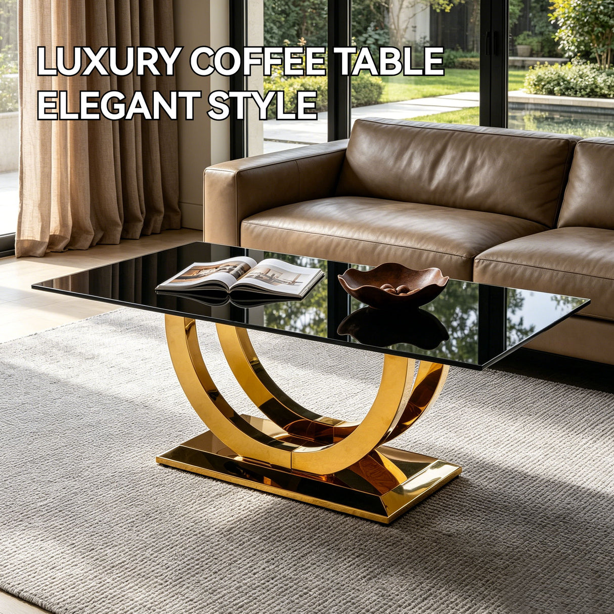 Rectangular Coffee Table - Gold / Black