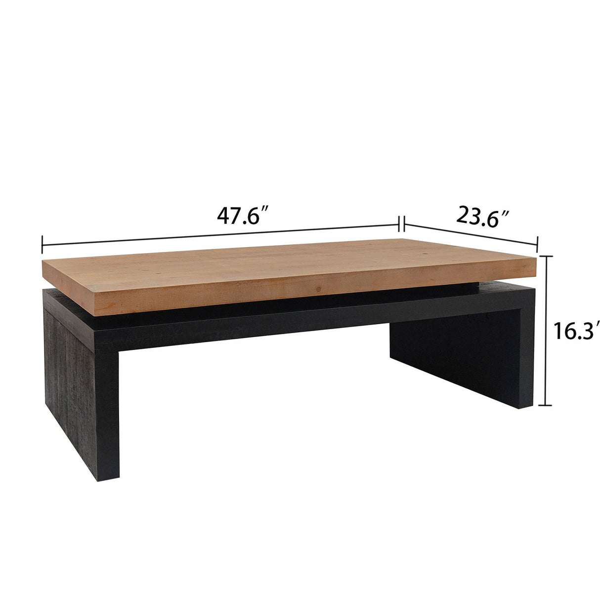 Coffee Table Rectangular Center Table For Living Room - Black / Natural / Multi / Natural Multi / Natural Wood / Natural Wood Wash
