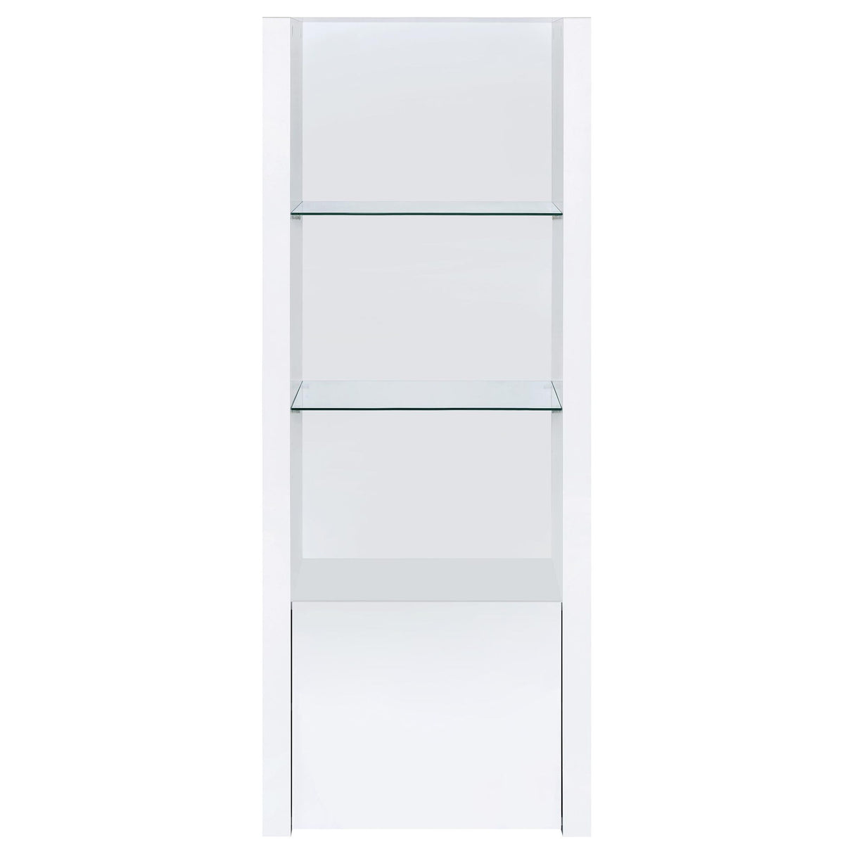 Lance - 3 Shelf Media Tower With Shelves And Hidden Cabinet - Gloss White