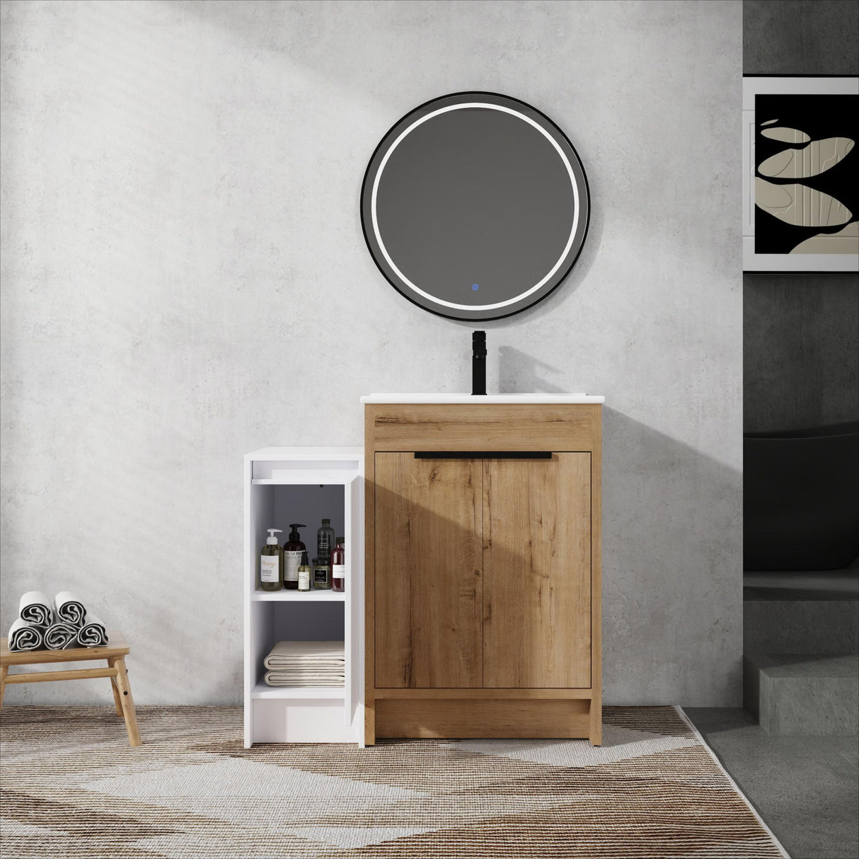Freestanding Bathroom Vanity With Sink And Storage Cabinets, Soft Closing Doors