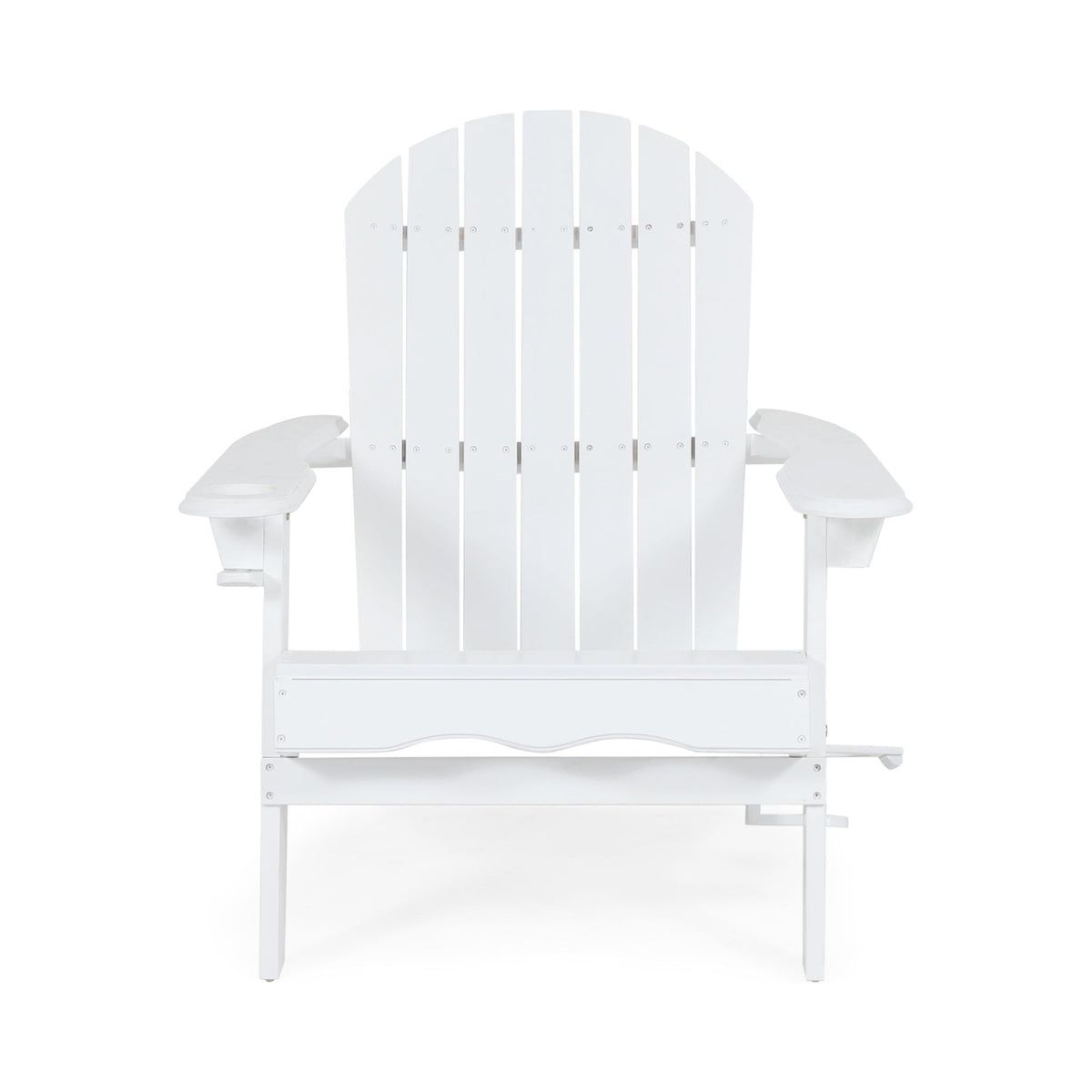 Zenithia - Outdoor Foldable Adirondack Chair With 2 Cup Holders - White