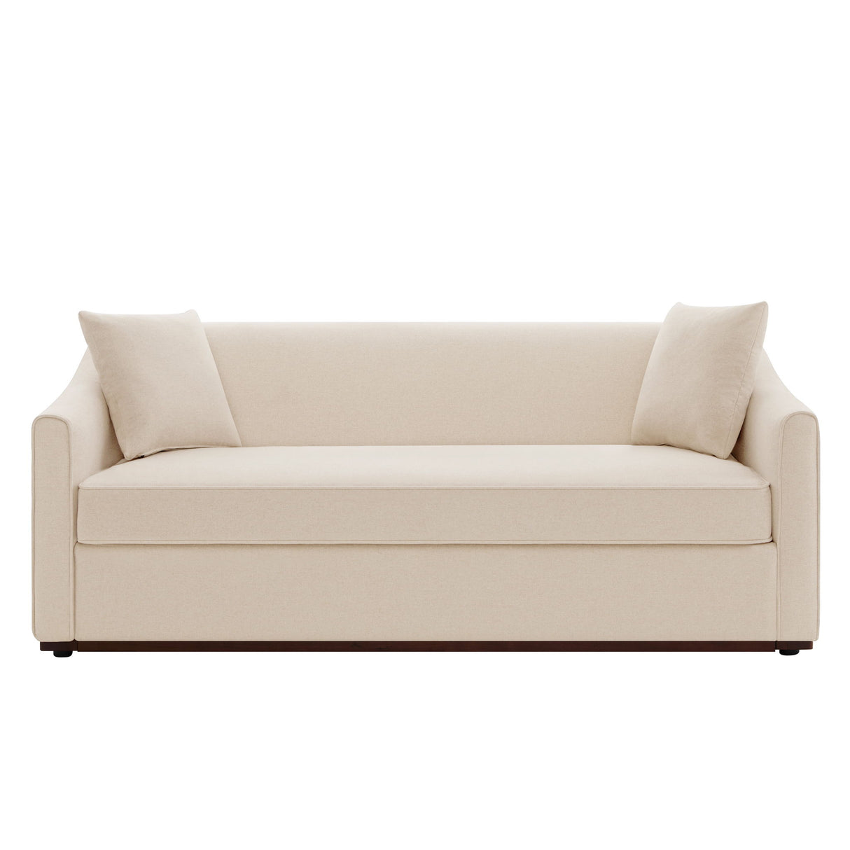 3 Seater Sofa With Wrap Around Armrests And Throw Pillows, For Living Room - Oatmeal