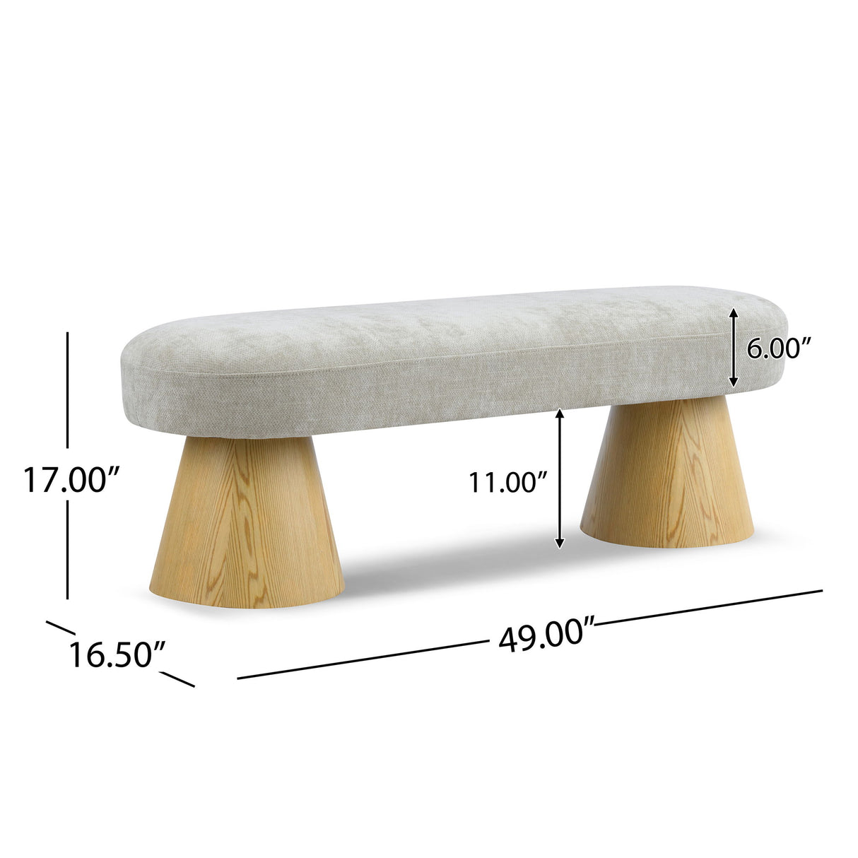 Upholstered Dining Bench - Oatmeal