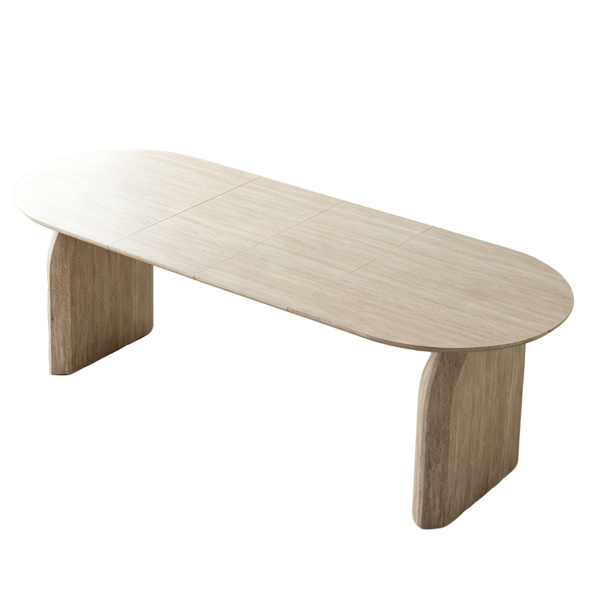 Oval Extendable Dining Table With Dual Pillar Design - Off White
