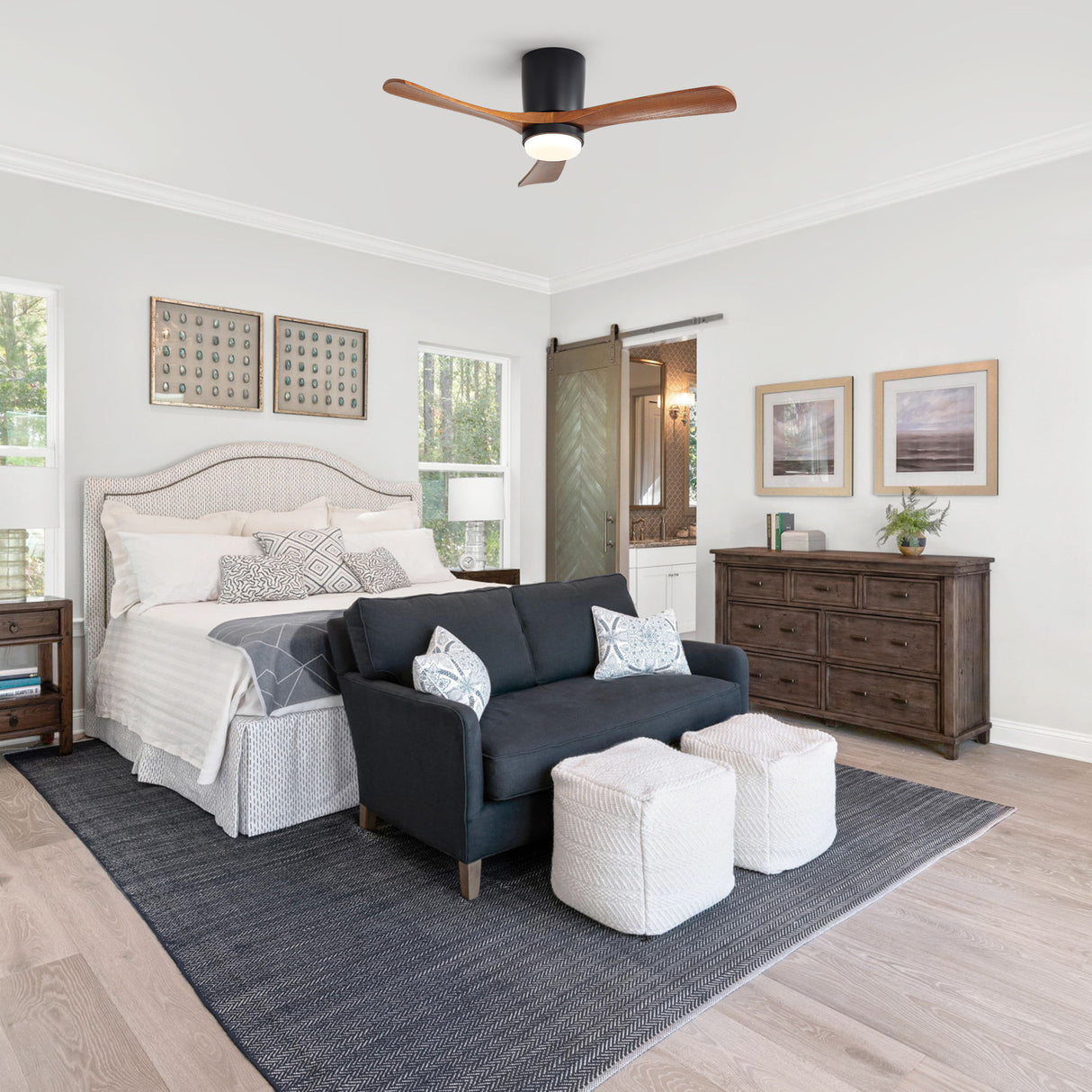 42" Ceiling Fan With DC Motor, Dimmable LED Light, Timer & Memory
