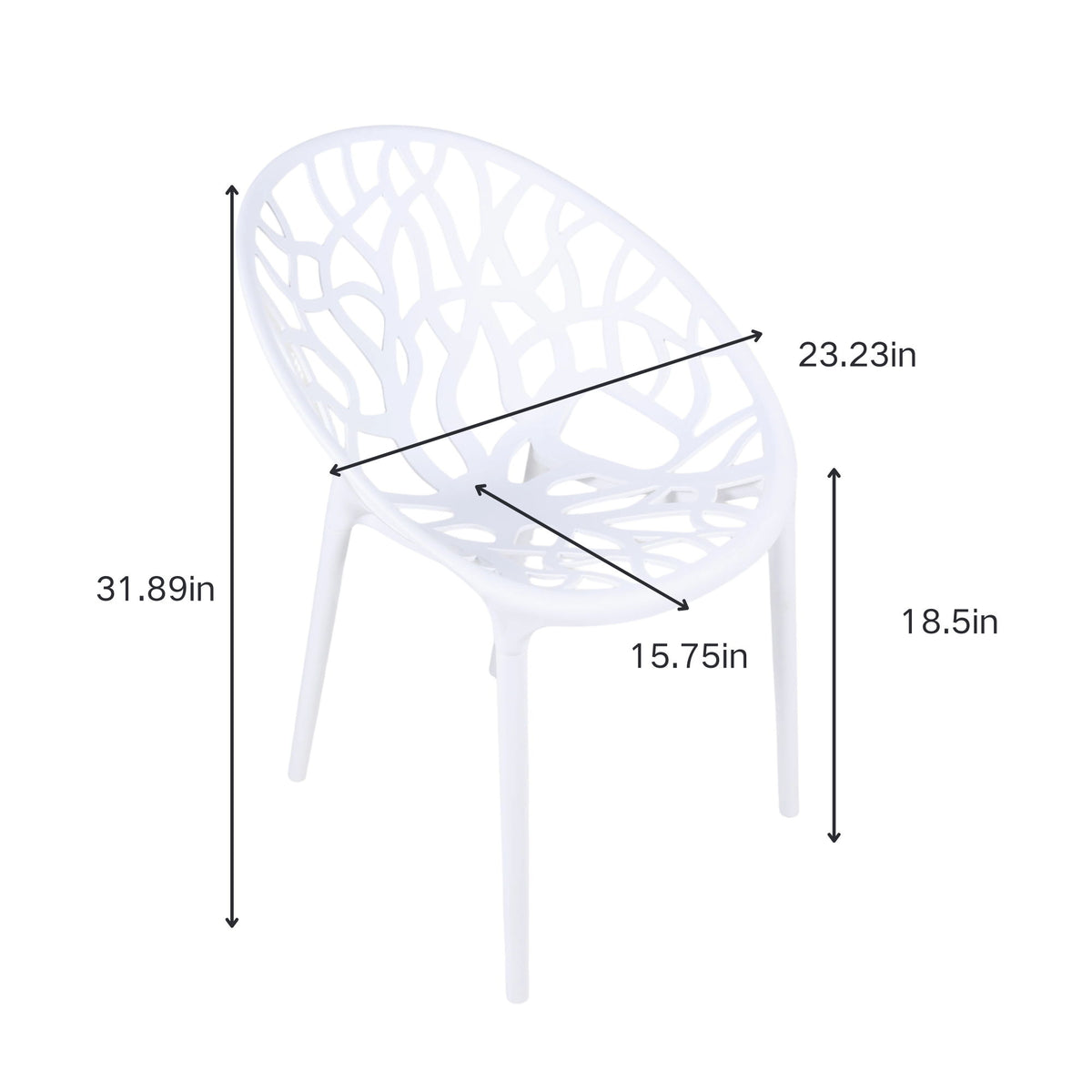 Dining Chair, Transparent Shell Design For Home (Set of 4) - White