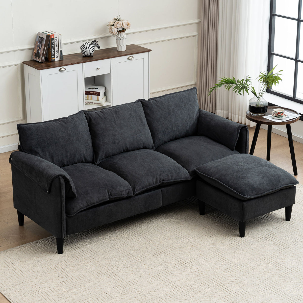 Convertible Combination Sofa With Footstools With Storage