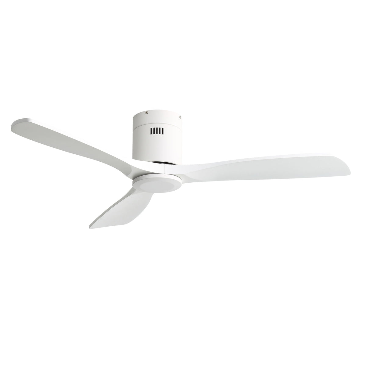 52" Flush Mount Ceiling Fan & Remote, No Light, 3 Blades, 6 Speed DC Motor For Indoor Patio - White