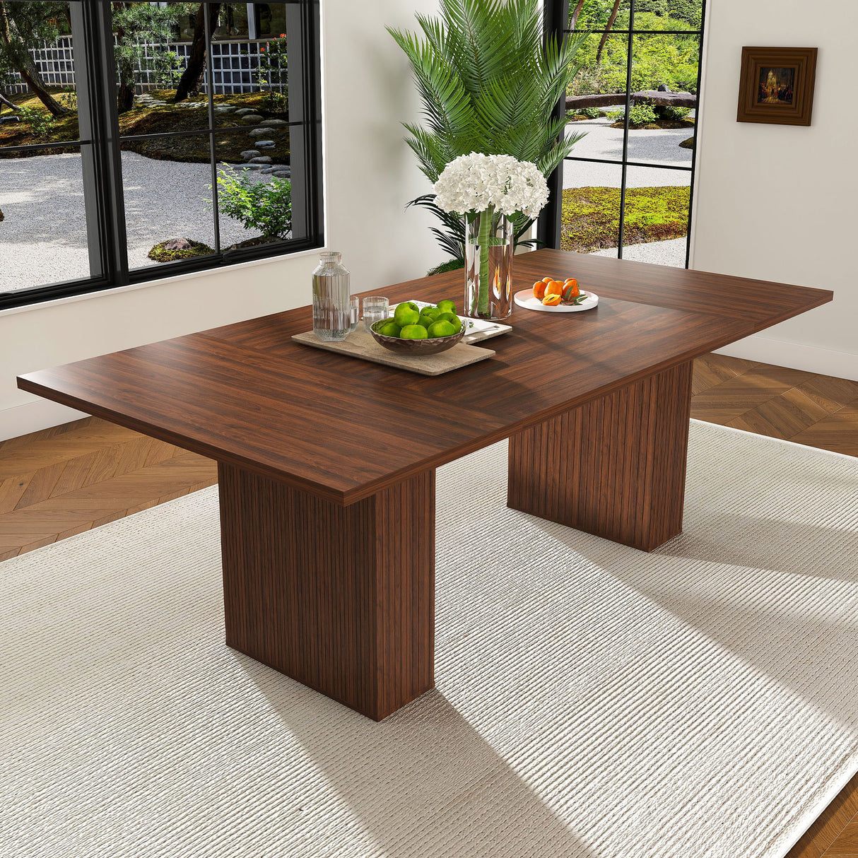 Rectangular Dining Table With Storage Base - Walnut