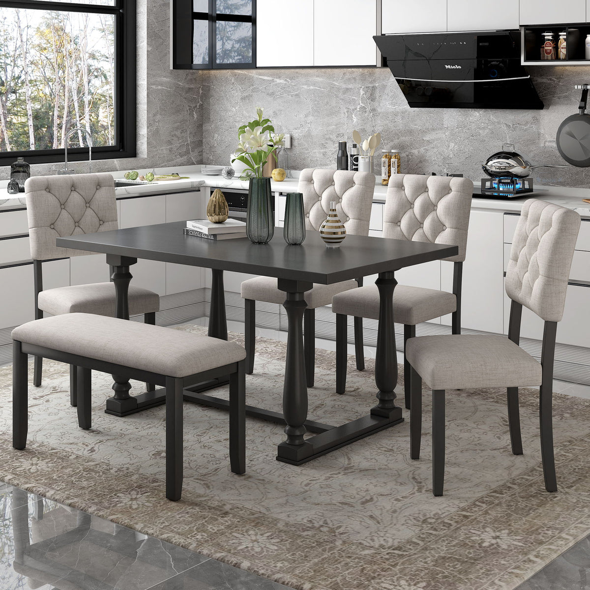6 Piece Dining Set Retro Style