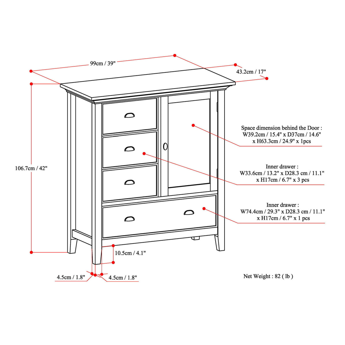 Redmond - Medium Storage Cabinet - Dark Brown