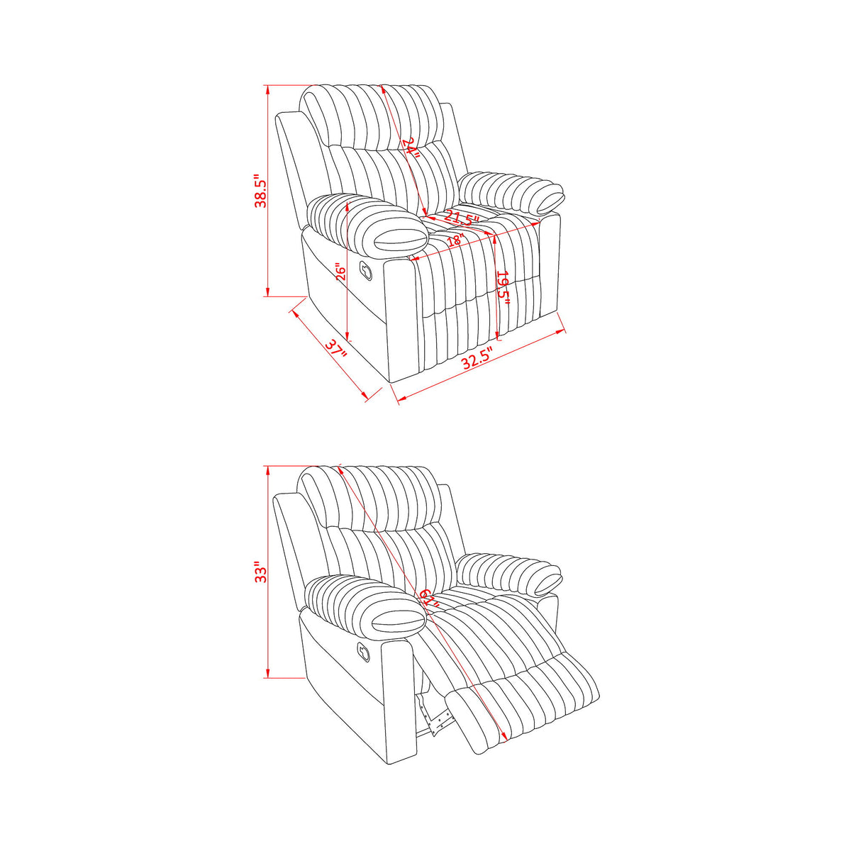 Bruni - Glider Recliner With Manual Recline