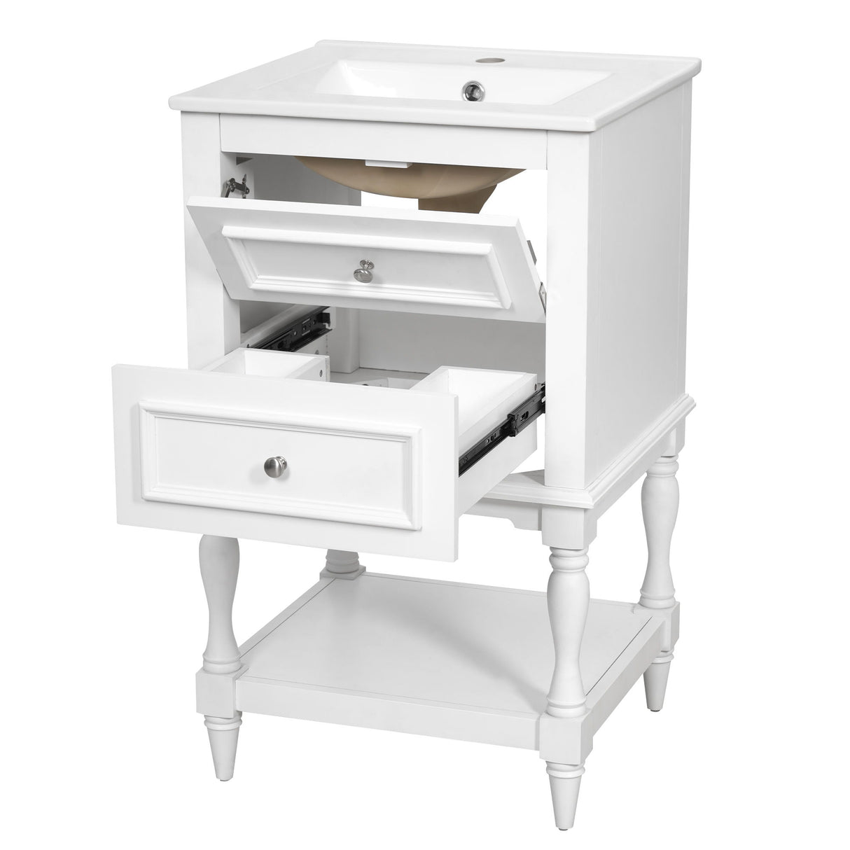 Retro Design Bathroom Vanity With Sink, 2 Drawer Storage Cabinet