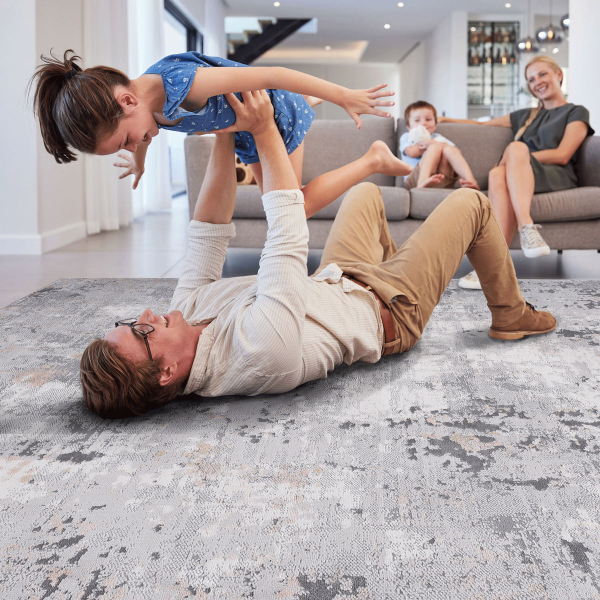 Marfi - 2' X 8' Abstract Runner Rug - Gray Multi