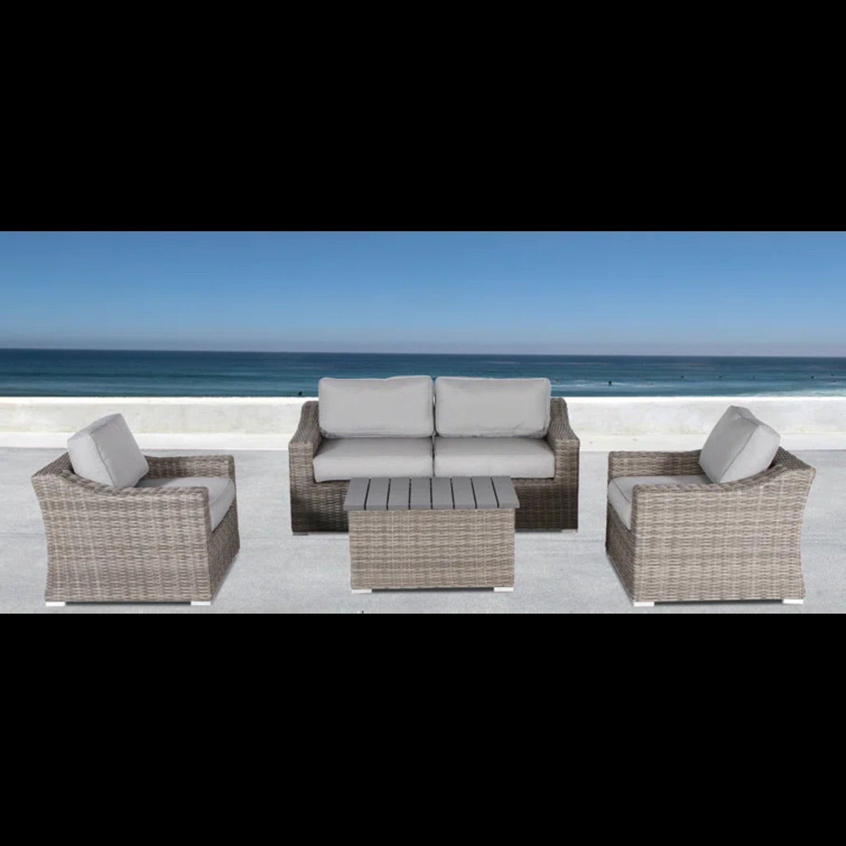 4 Person Sofa Seating Group With Cushions Perfect For Outdoor Gatherings - Gray / Gray Mix