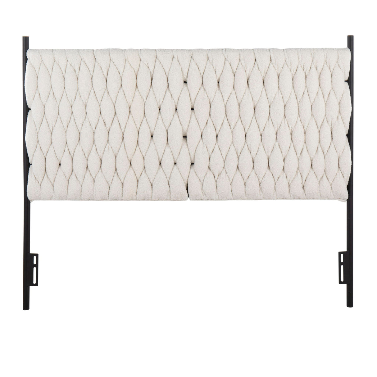 Braided Matisse - Queen Size Headboard - Black / Cream Sherpa
