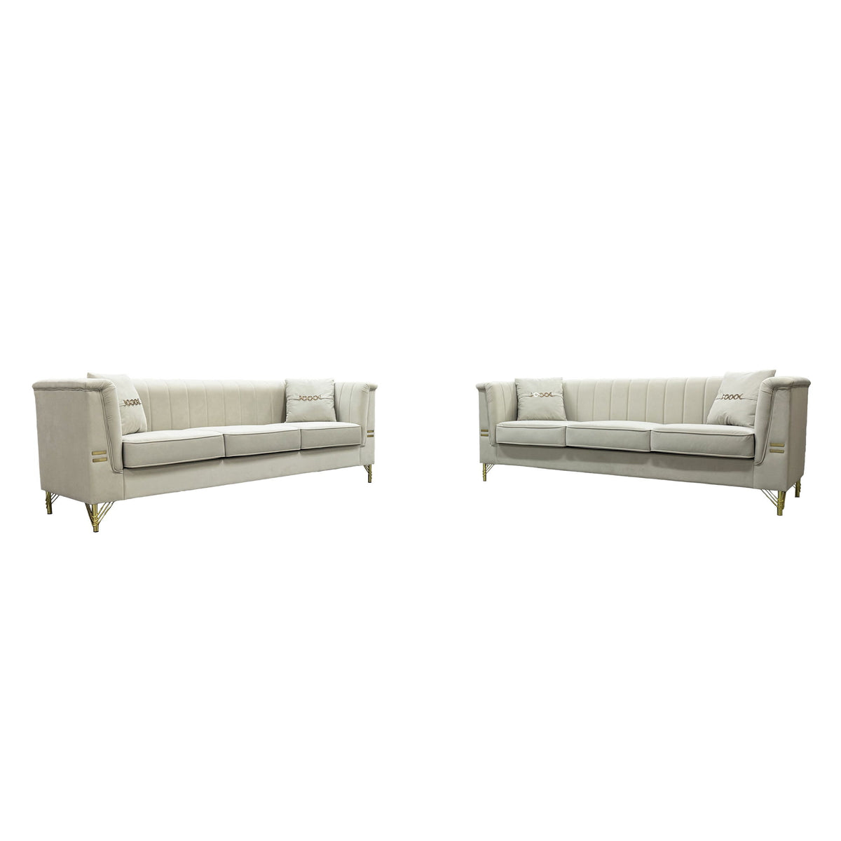 Upholstered 3 Seater Sofas Living Room Furniture (Set of 2)