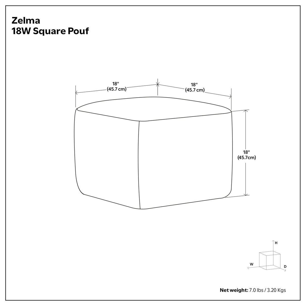 Zelma - Square Woven Outdoor / Indoor Pouf - Cream / Natural