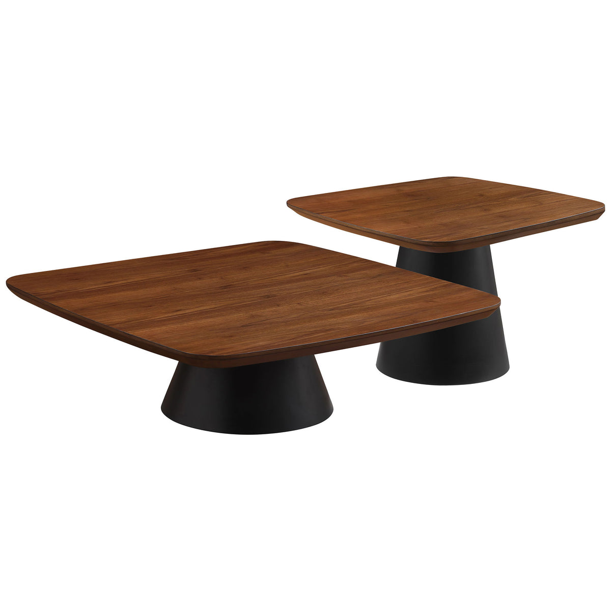 Duncan - 2 Piece Coffee Table Set With Sculpted Bases - Walnut