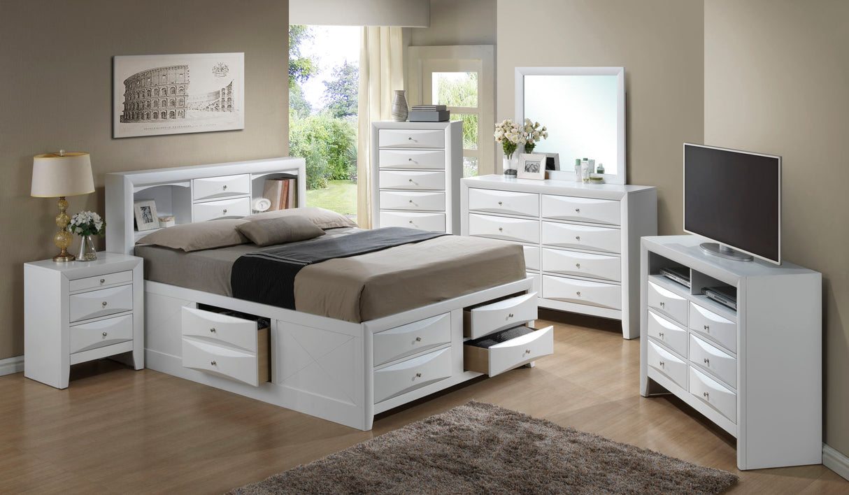 Modern Design Storage Bed With Bookcase Headboard