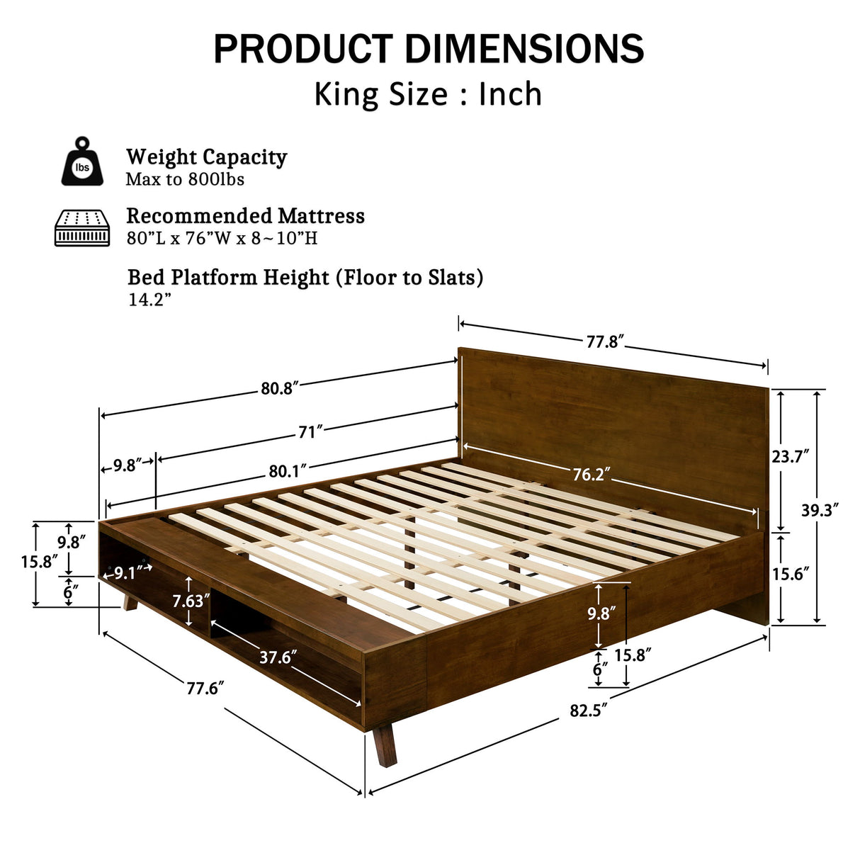 Platform Bed Frame With Footboard Storage