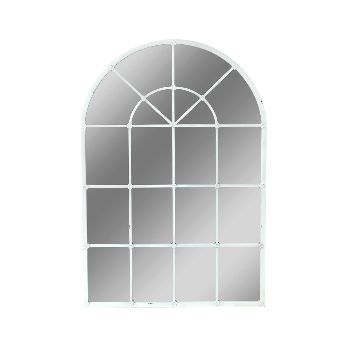 Handmade Arched Mirror, Windows Design For Entryway - White