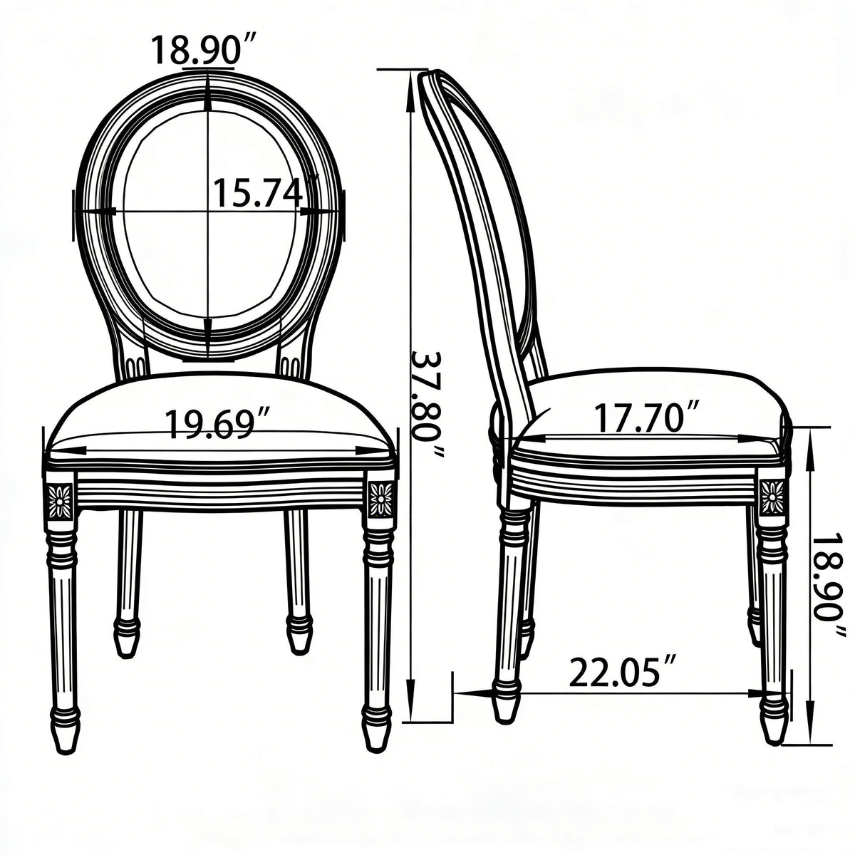 Dining Chairs Upholstered With Sponge Round Back (Set of 2) - Green