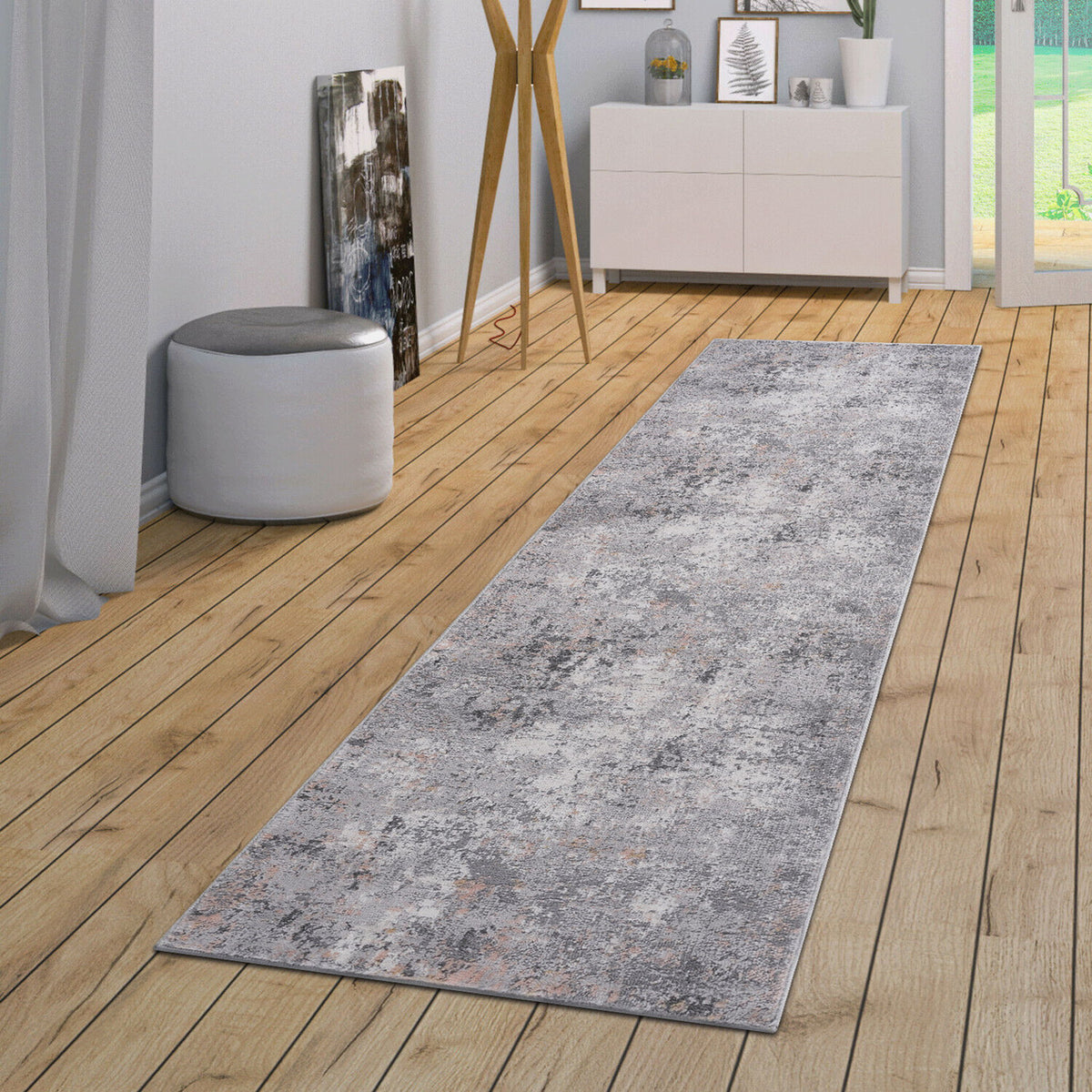Marfi - 2' X 8' Abstract Runner Rug - Gray Multi