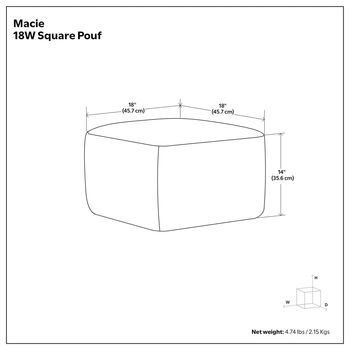 Macie - Square Woven Outdoor / Indoor Pouf - Gray / White