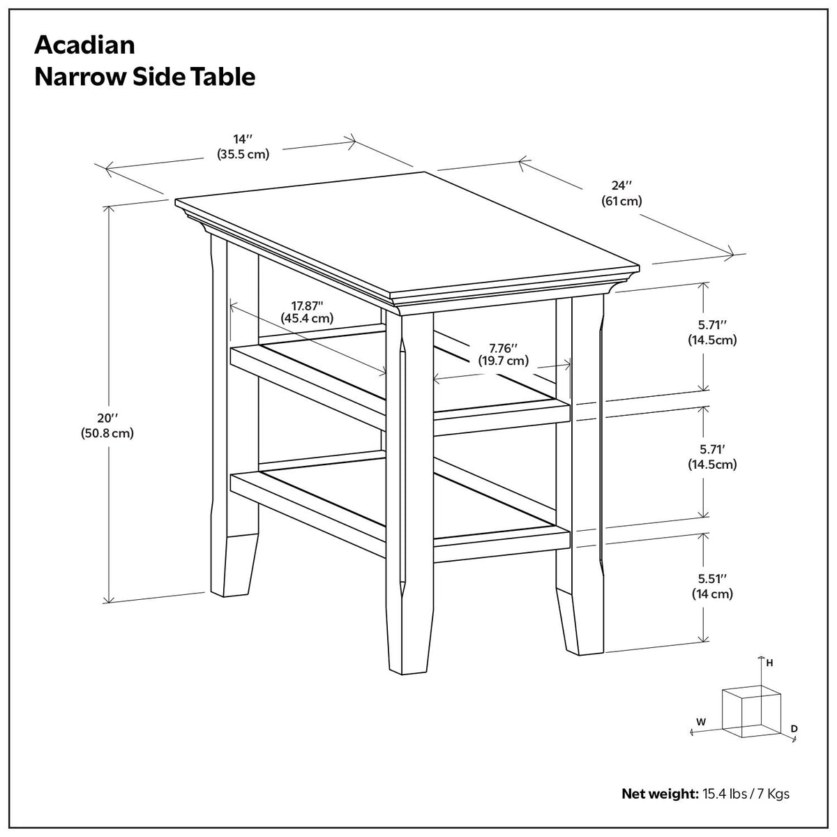 Acadian - Narrow Side Table - Light Brown