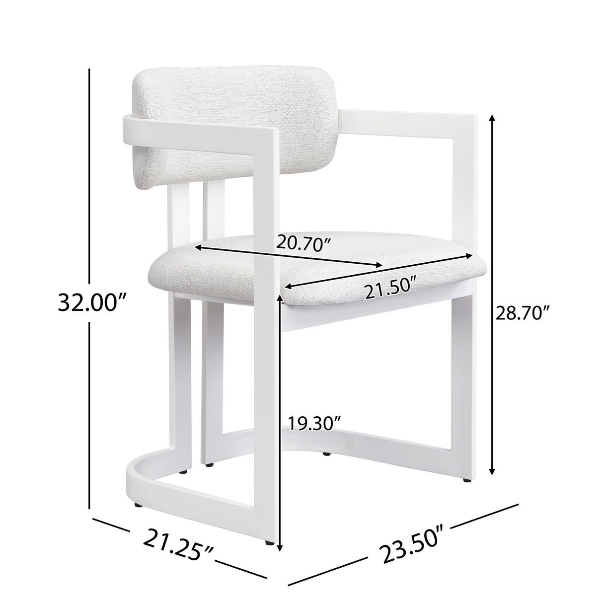 Upholstered Dining Armchairs (Set of 2) - Beige / White