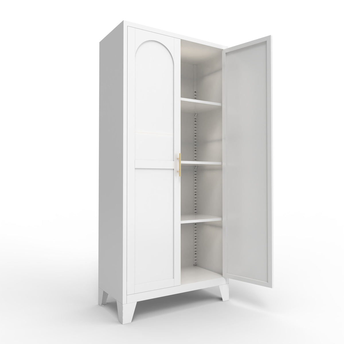 2 Shapely Doors Cabinet Metal Storage Cabinet With Doors And Adjustable Shelves For Bedroom Living Room - White