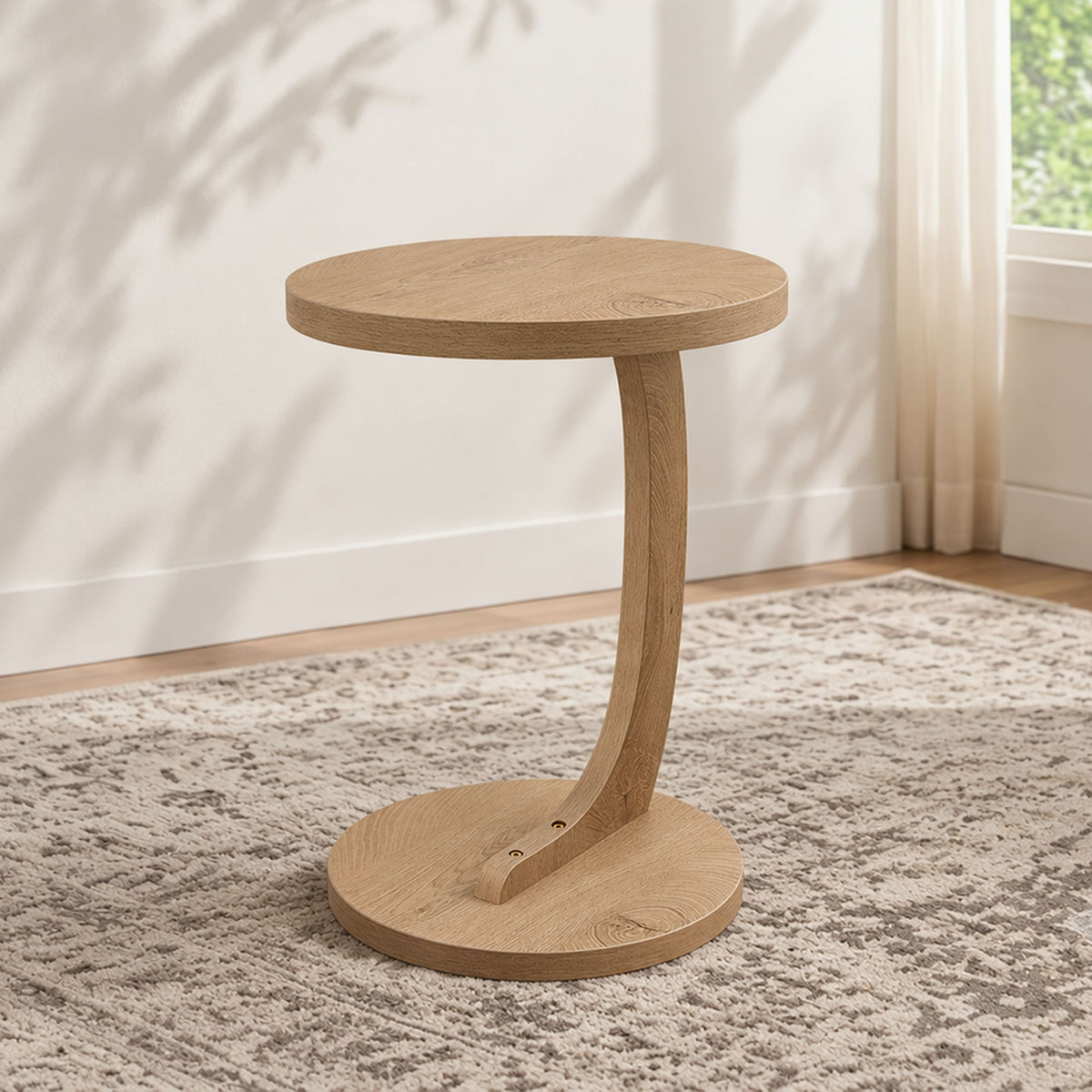 C - Shaped End Table With Sturdy Base