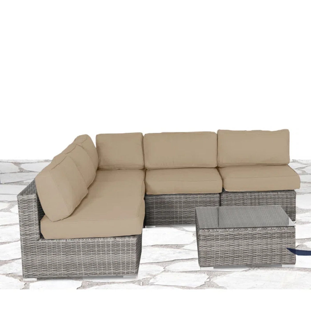 Outdoor Sectional Seating Set With Scratch Free Nylon Feet, Rust Proof - Gray