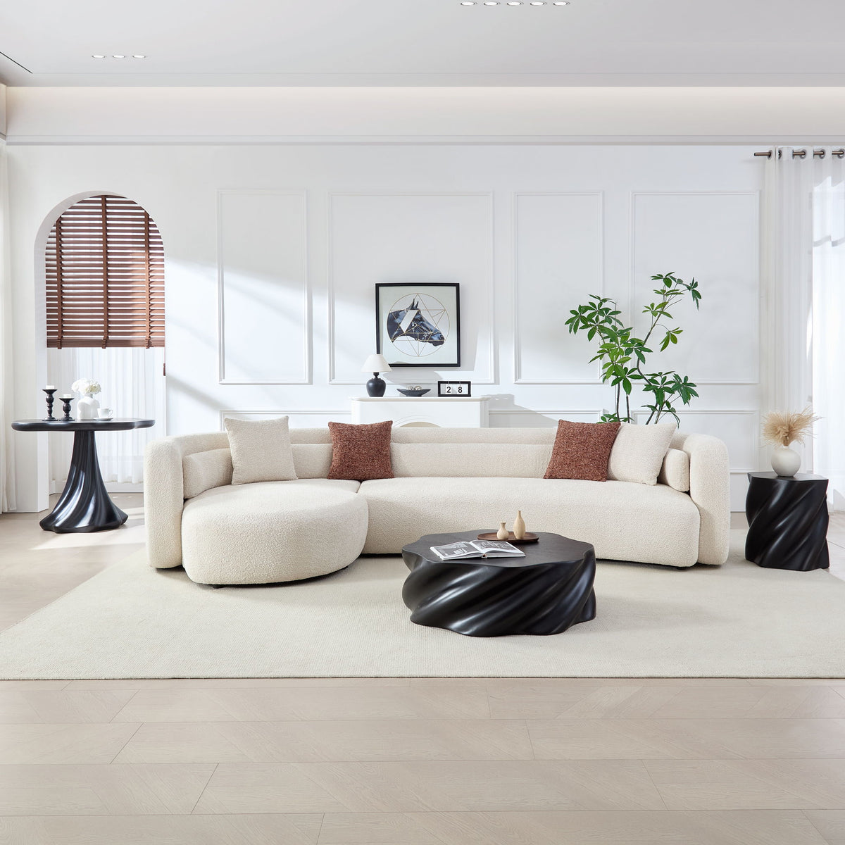 Curved Sectional Sofa, L - Shape Modular Chaise