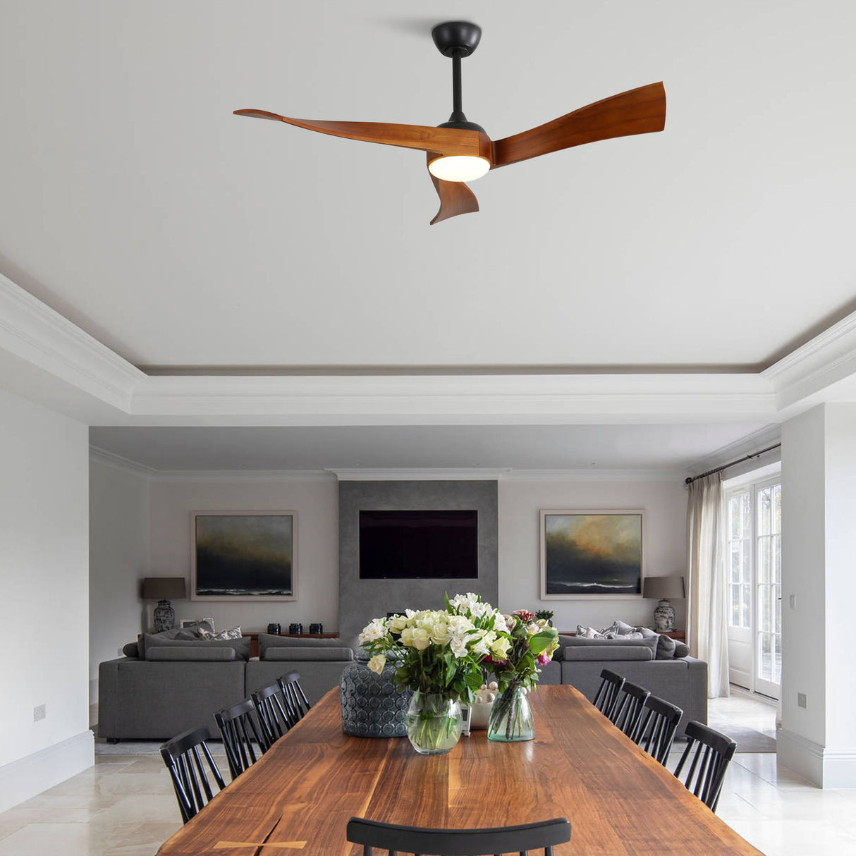 52" Ceiling Fan With Blades And 6 Speed Remote Control DC Motor