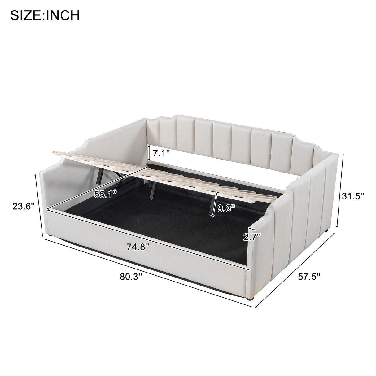 Modern Upholstered Daybed With Underneath Storage