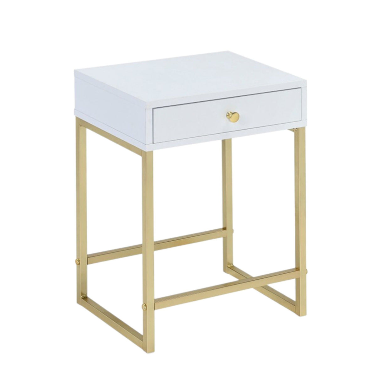 Coleen - Accent Table - White / Brass