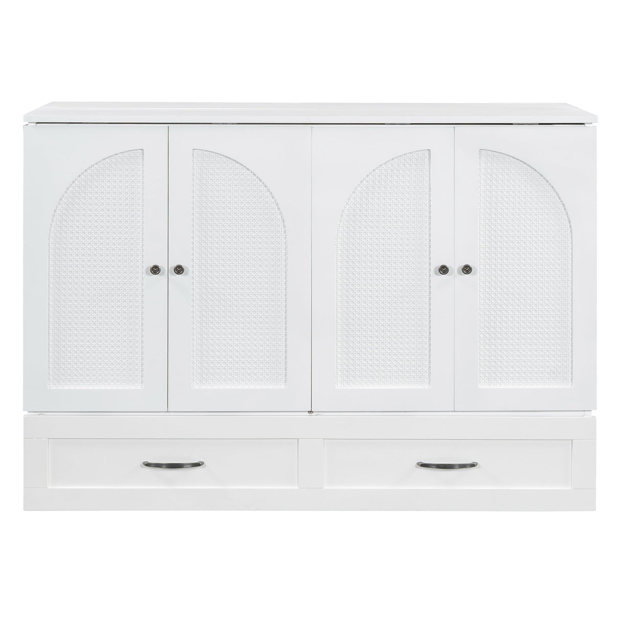 Full Size Murphy Bed & Large Drawers - White