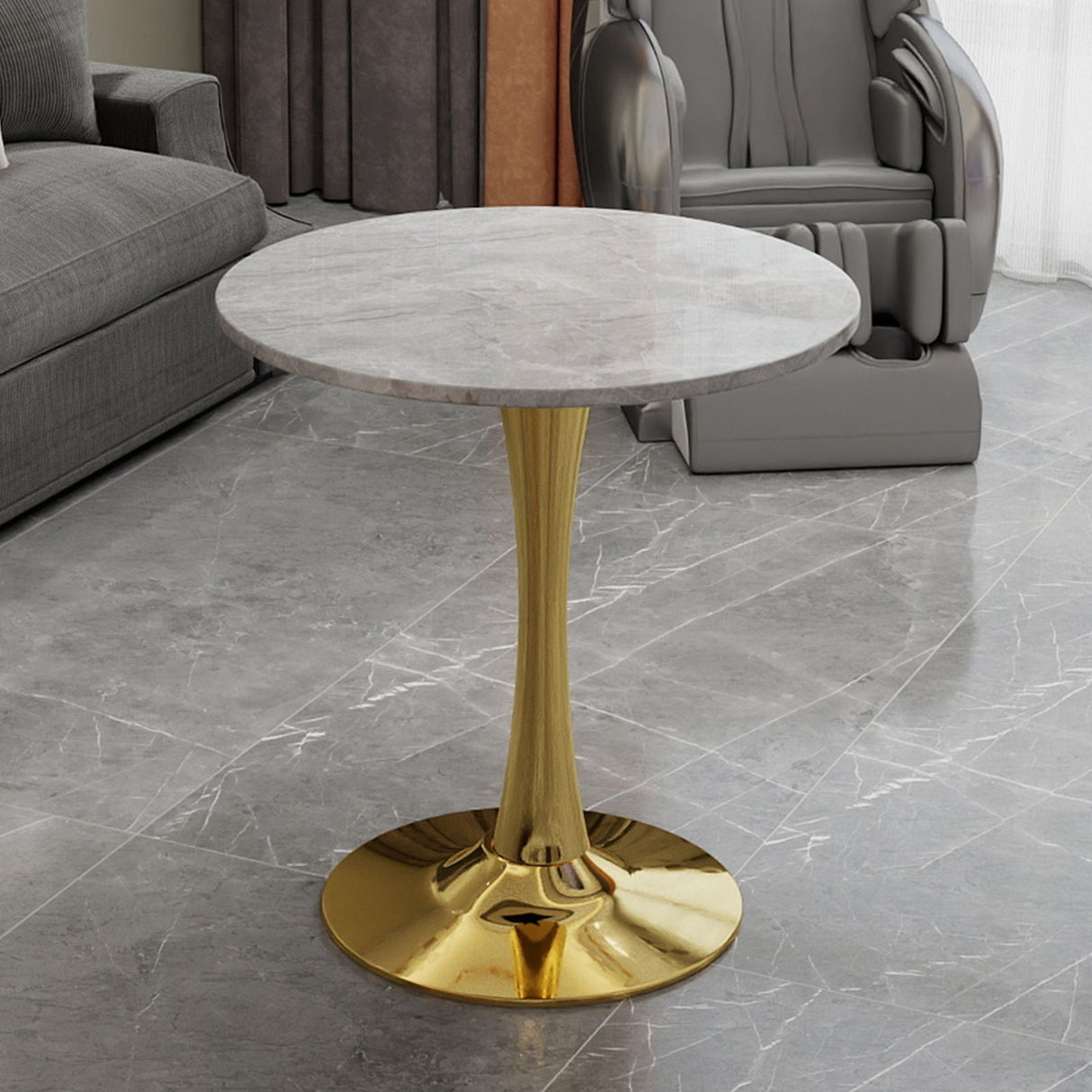 Coffee Table With Round Top For Living Rooms - Golden