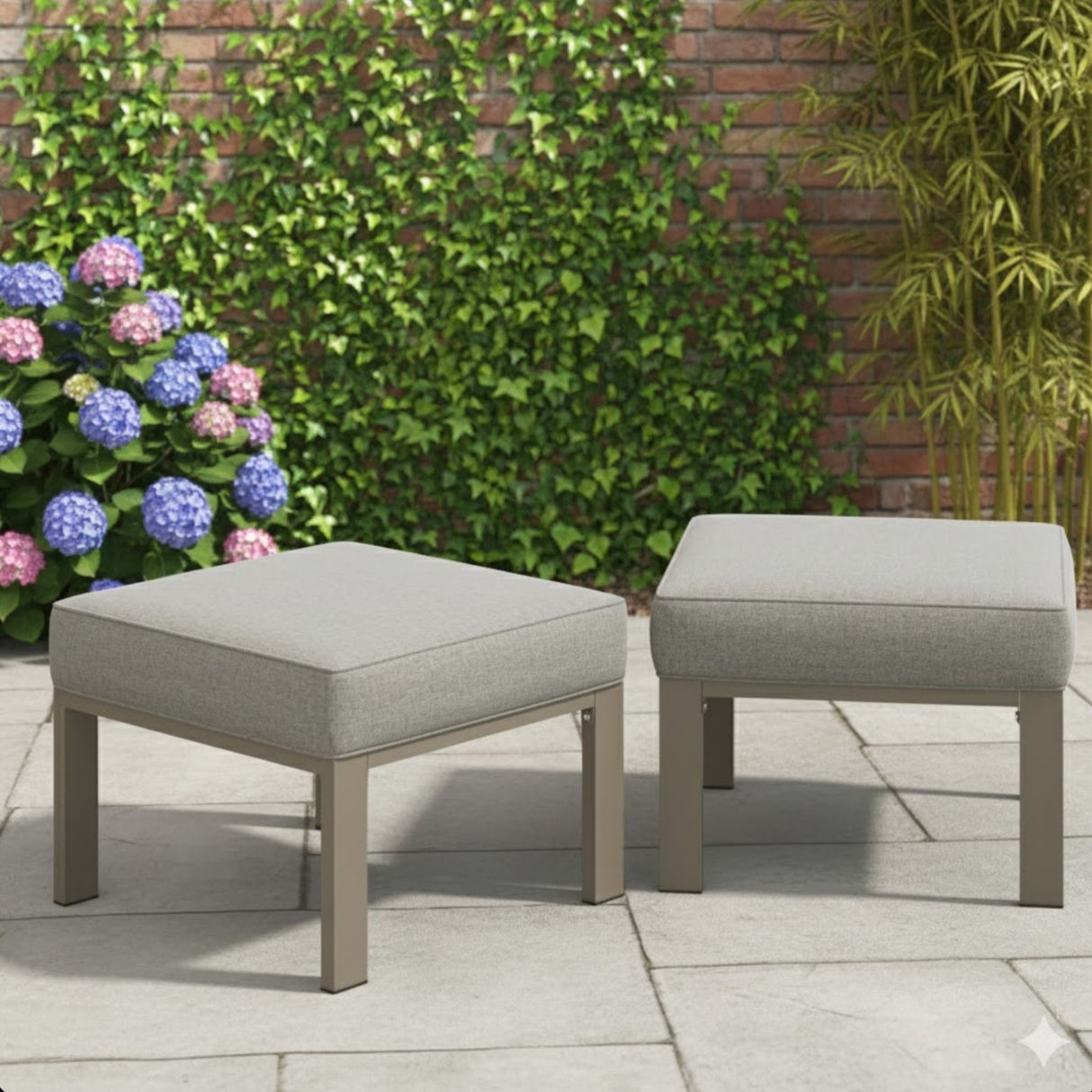 All-Weather Patio Ottomans With Thick Cushions (Set of 2)