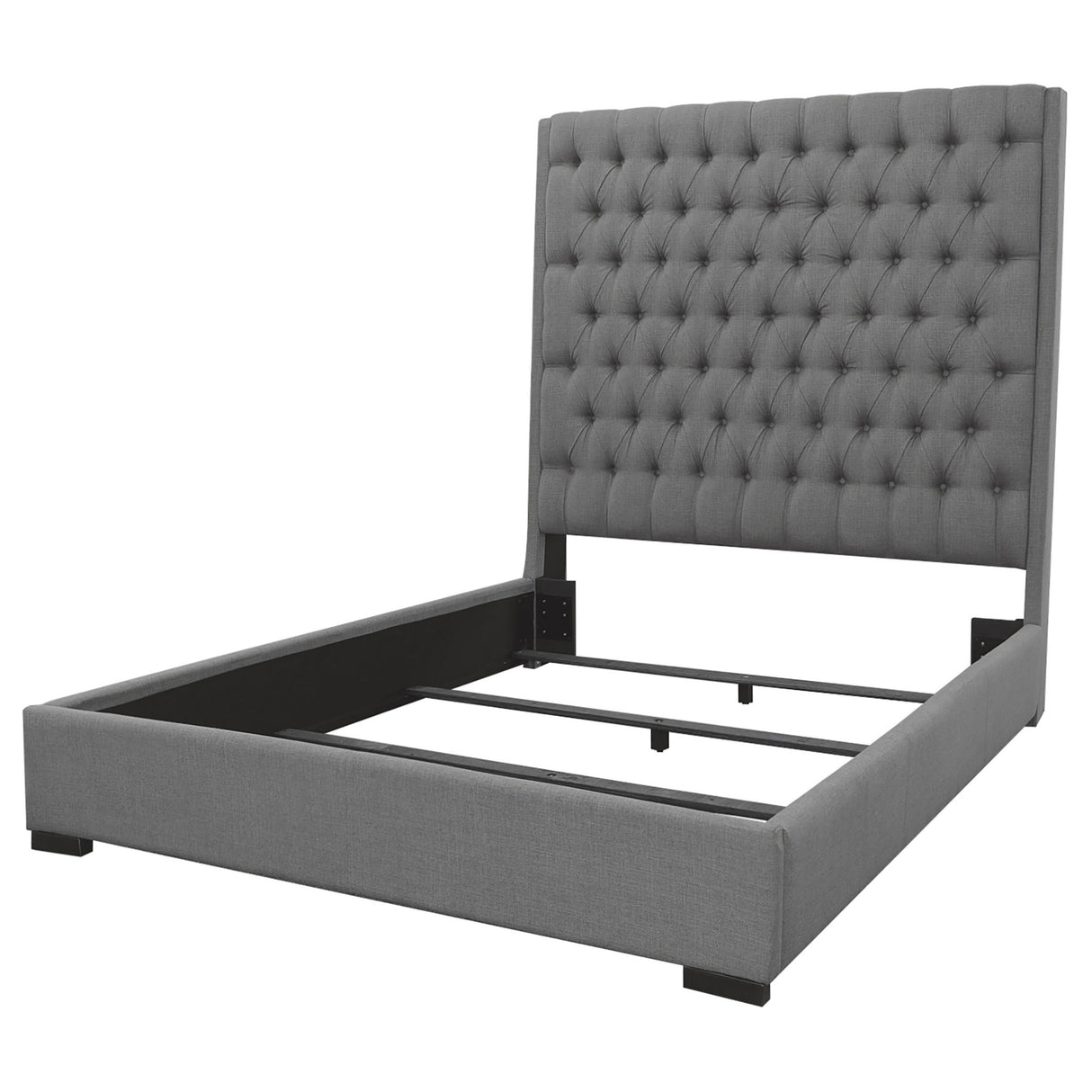 Copper - Queen Panel Bed With Button Tufted Headboard - Gray