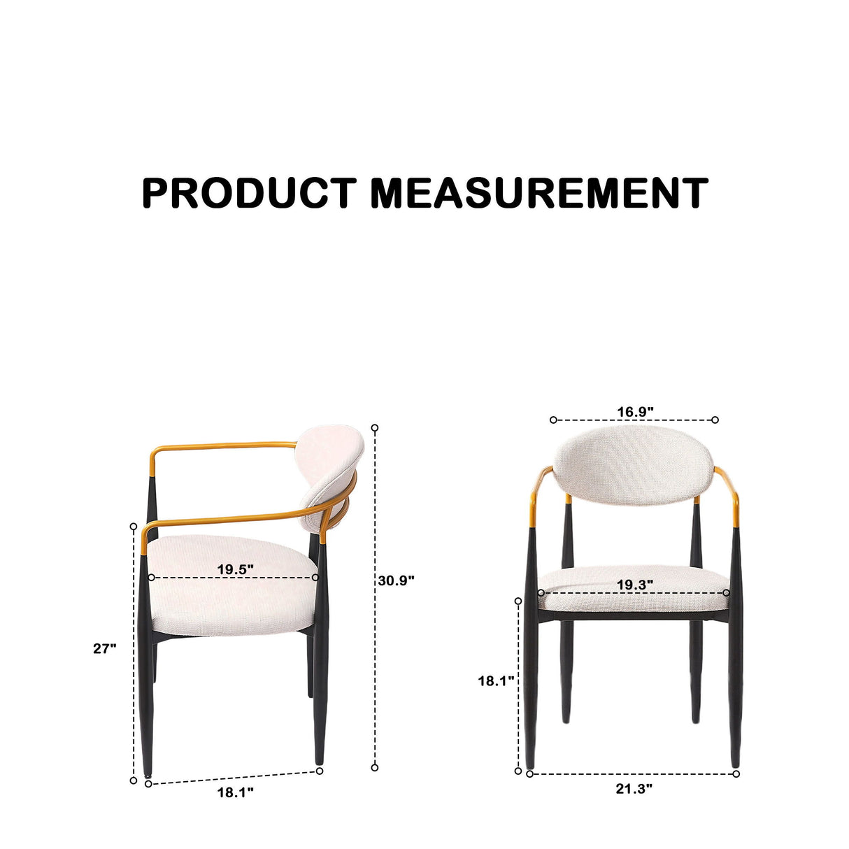 Modern Upholstered Dining Chair With Accented Armrests (Set of 2)