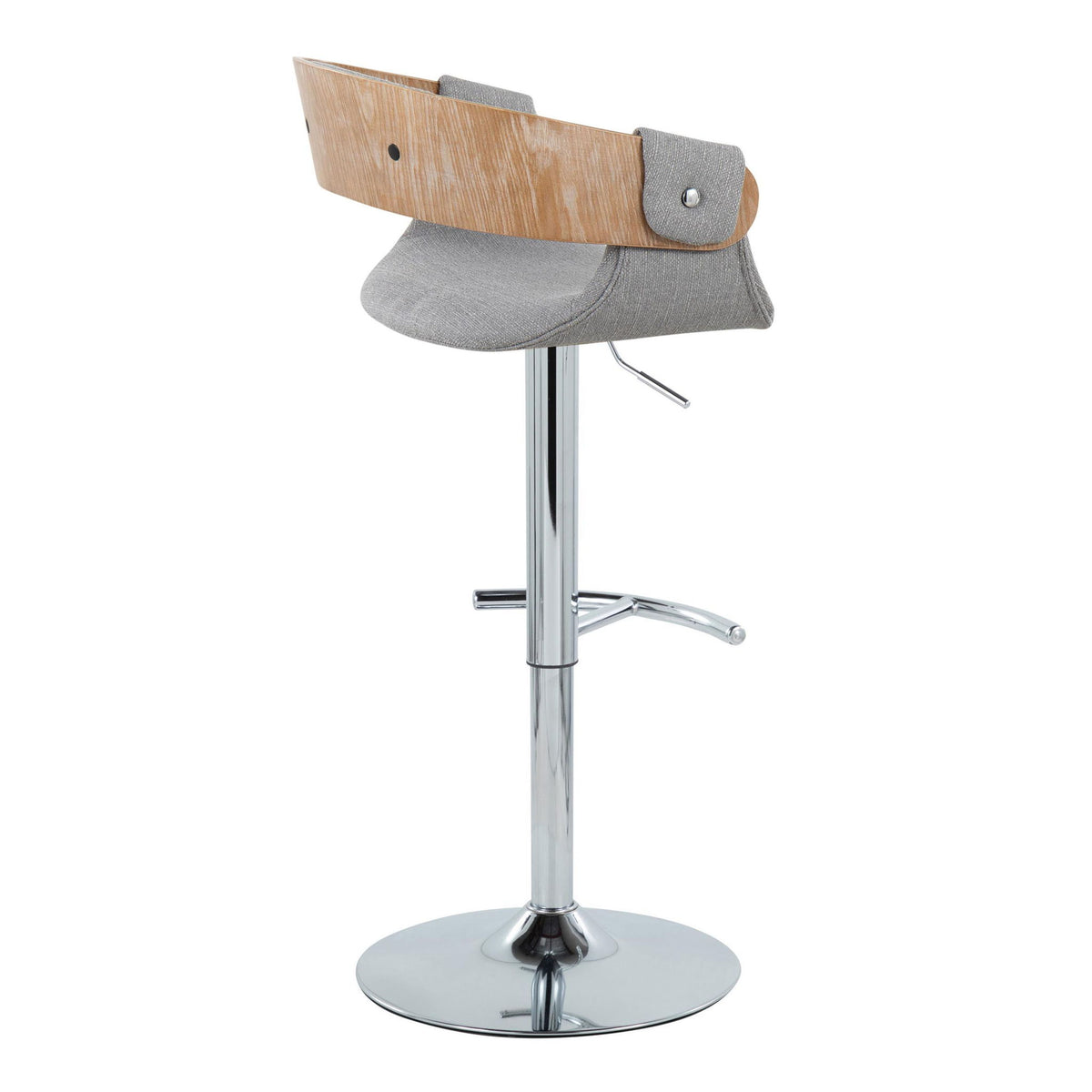 Elisa - Mid-Century Modern Adjustable Barstool With Swivel With Rounded T Footrest (Set of 2) - Gray