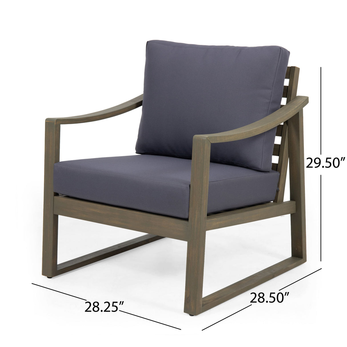 Samwell - Club Chair Outdoor Seating Acacia Wood - Dark Gray
