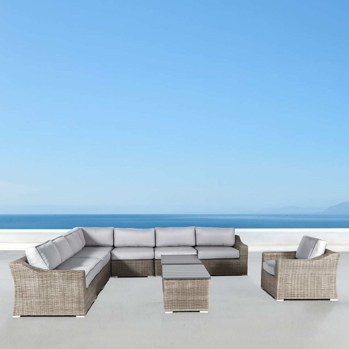 Outdoor Seating Group For 7 With Cushions - Gray Mix