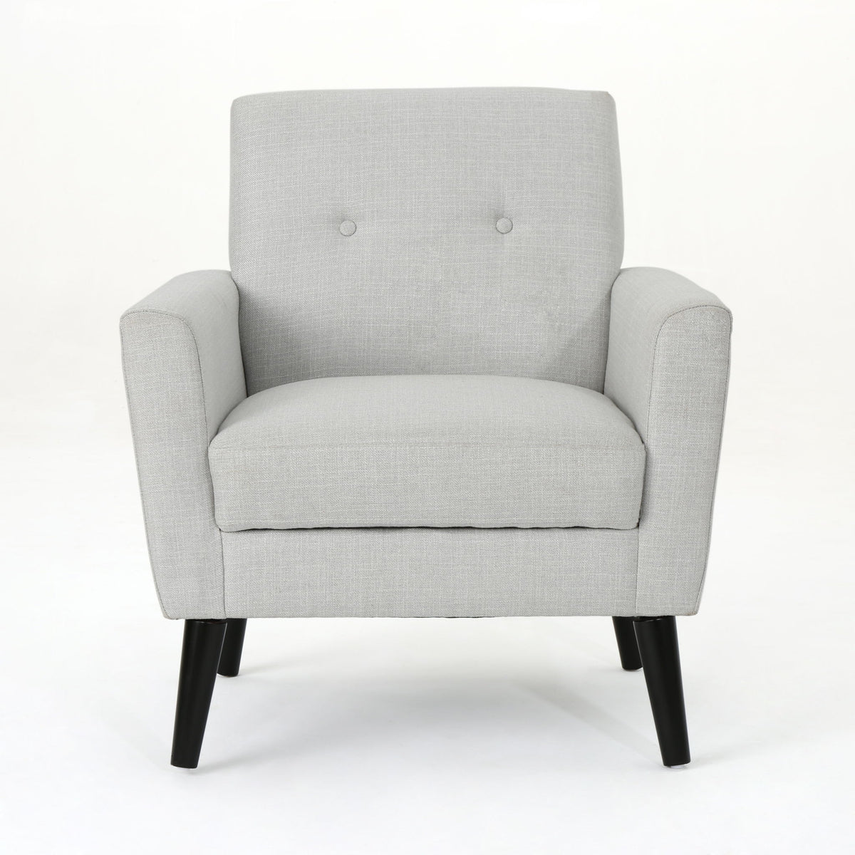Radiantize - Upholstered Fabric Club Chair With Square-Off Back And Button Tufted - Light Gray