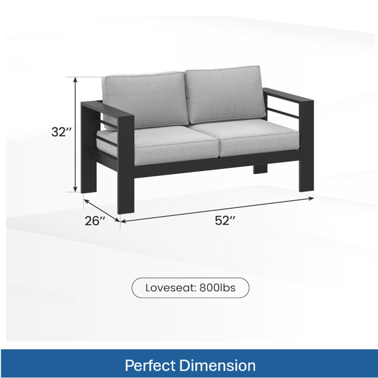 All-Weather Patio Loveseat With Thick Cushions