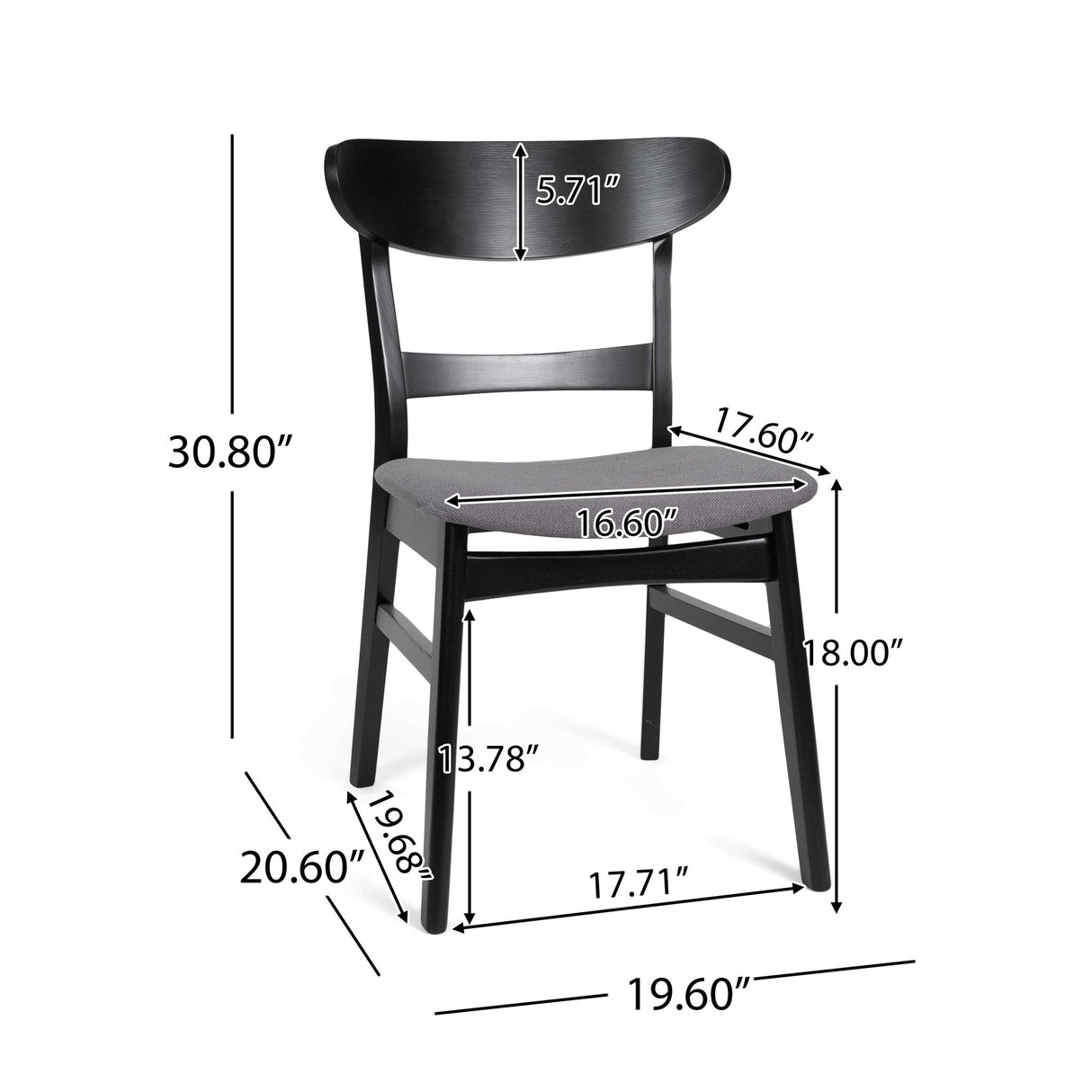 Dining Chair With Upholstered Seat - Dark Gray