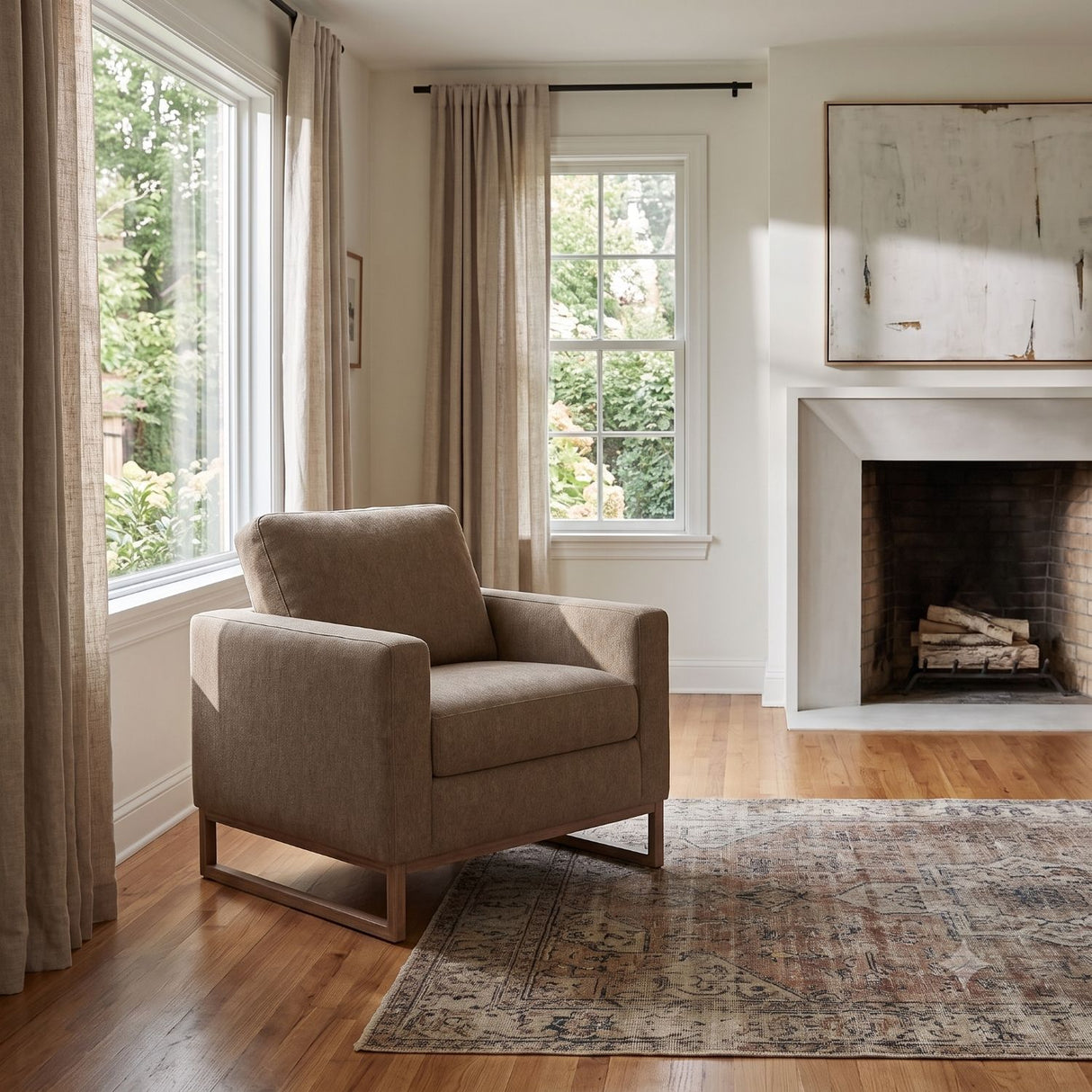 Accent Chair With Track Arm Design